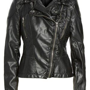 Hooded Faux Leather Jacket